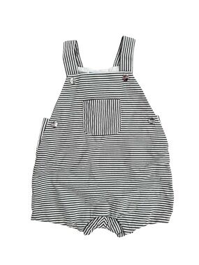 Jacadi Baby Boy 6M Striped Poplin Overalls Gray White Designer